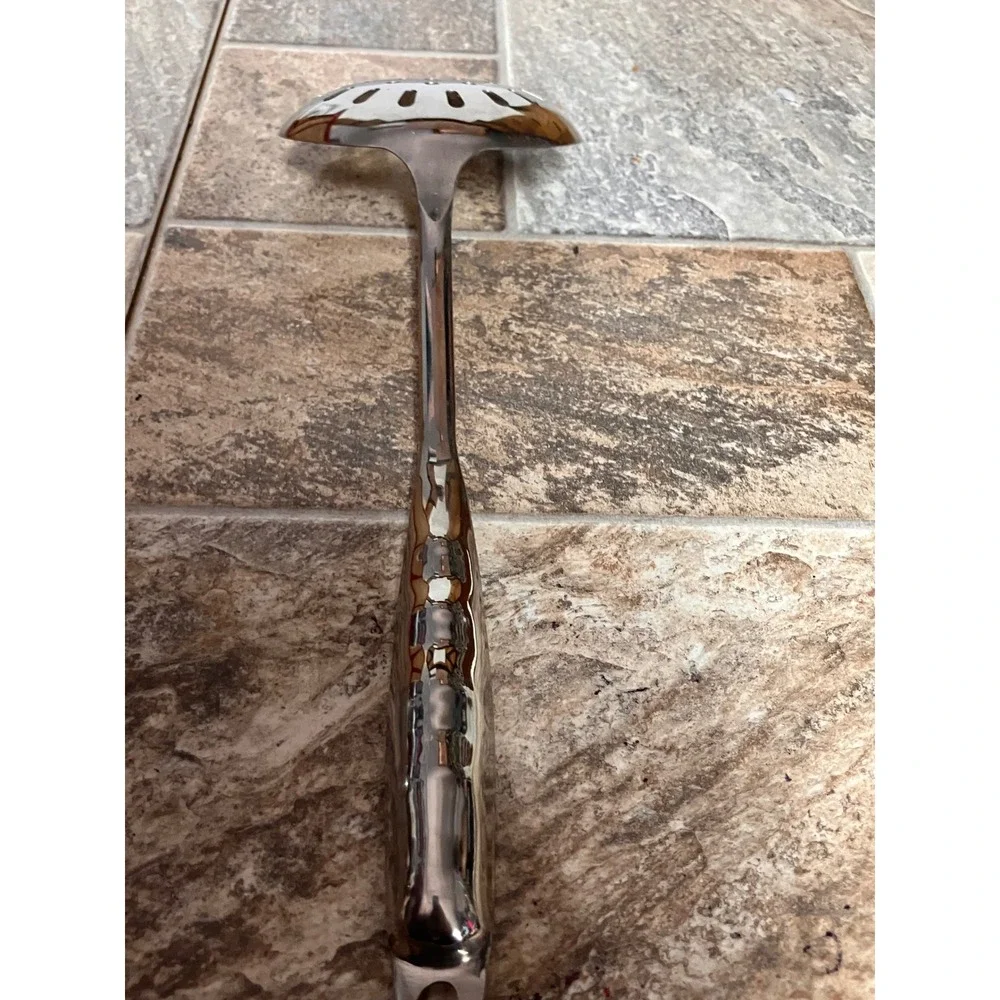 Stainless Steel Skimmer Spoon Silver Mirror Finish Twisted Handle 14.75 Inch
